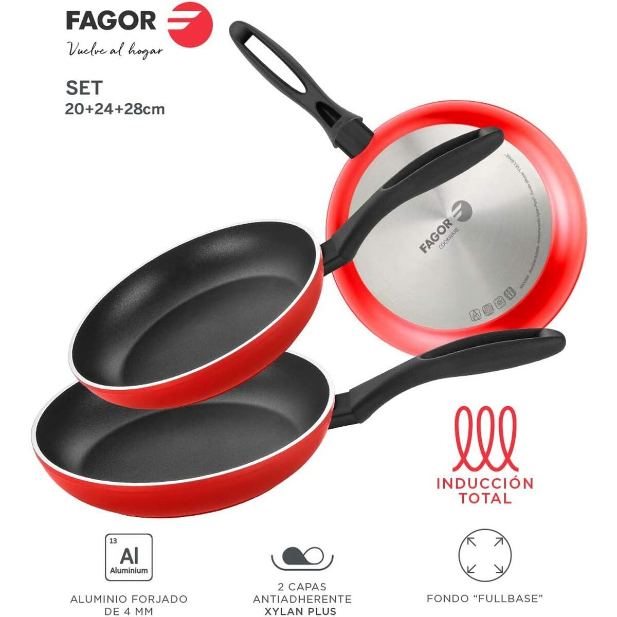Conjunto de Frigideiras Fagor Alumínio Baquelite
